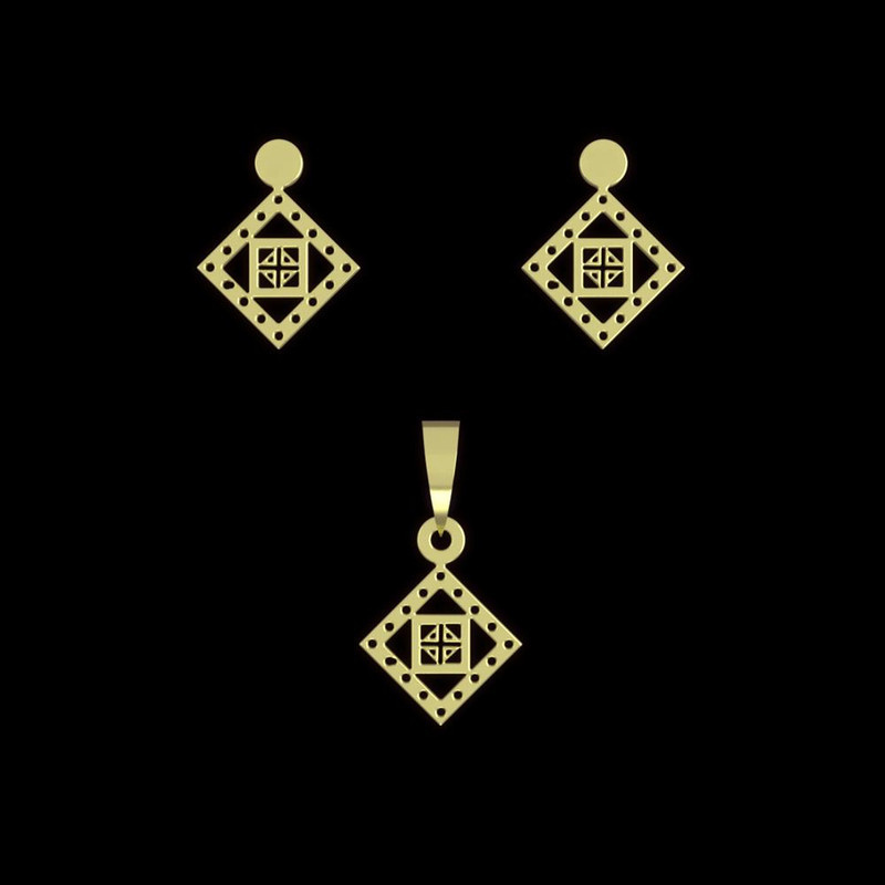 نیم ست طلا 18 عیار زنانه مدوپد مدل لوزی کد NA10648