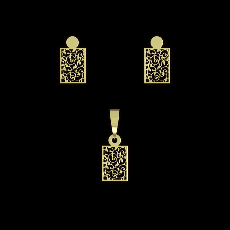 نیم ست طلا 18 عیار زنانه مدوپد مدل مستطیل کد NA10655