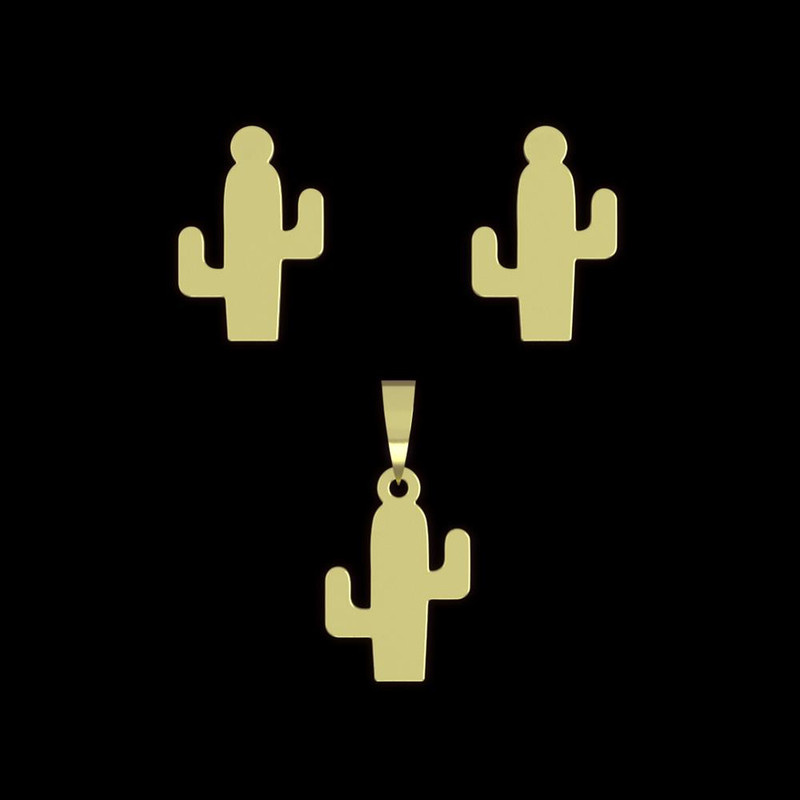 نیم ست طلا 18 عیار زنانه مدوپد مدل کاکتوس کد NA10795