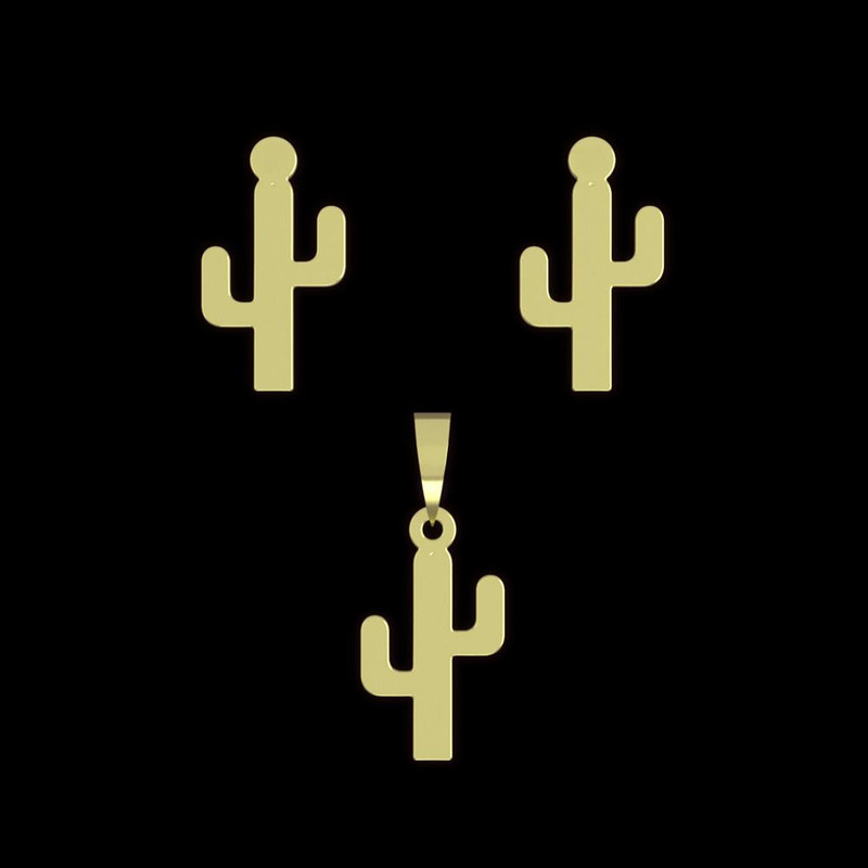 نیم ست طلا 18 عیار زنانه مدوپد مدل کاکتوس کد NA10812