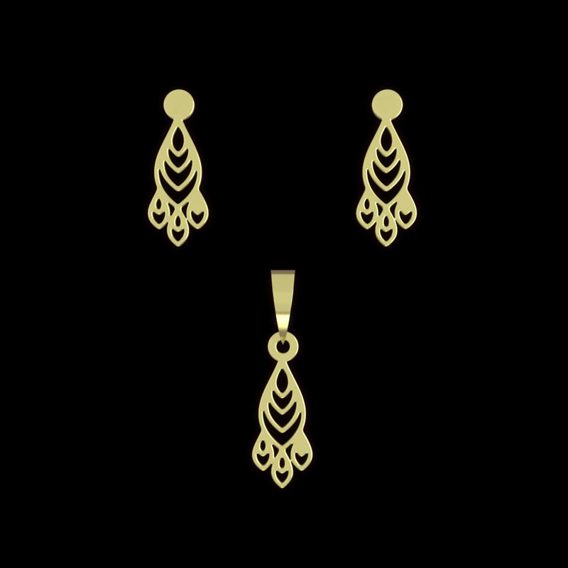 نیم ست طلا 18 عیار زنانه مدوپد مدل هندسی کد NA10822