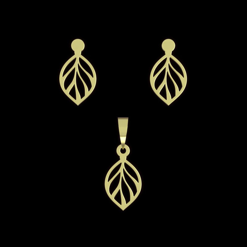 نیم ست طلا 18 عیار زنانه مدوپد مدل برگ کد NA10853