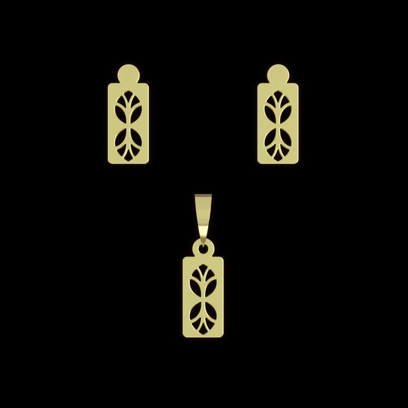 نیم ست طلا 18 عیار زنانه مدوپد مدل مستطیل کد NA10863