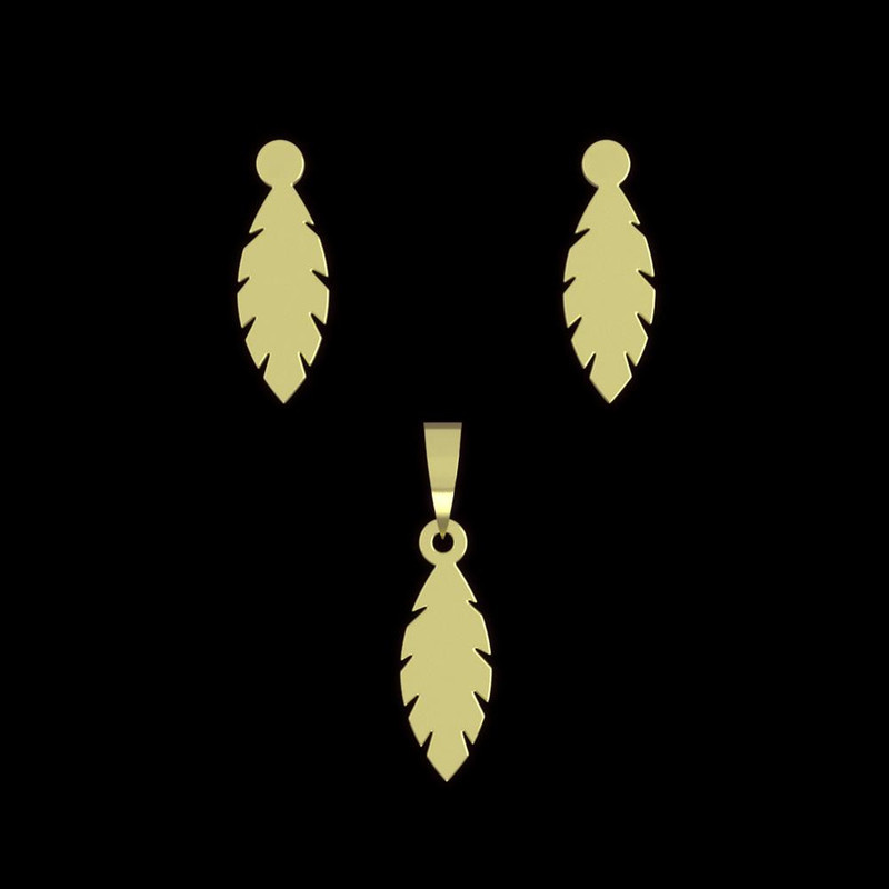 نیم ست طلا 18 عیار زنانه مدوپد مدل برگ کد NA10915