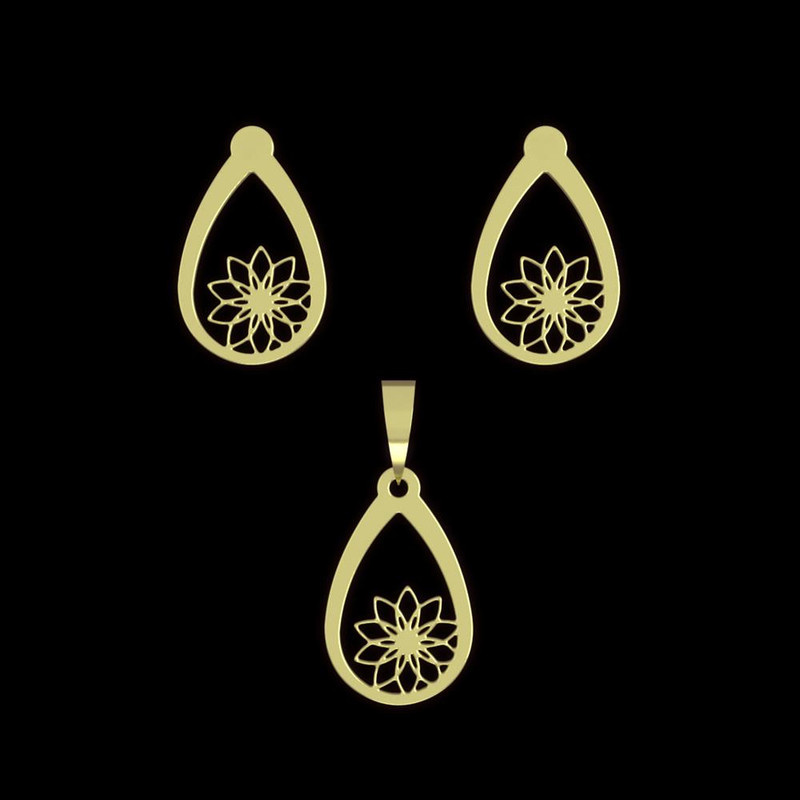 نیم ست طلا 18 عیار زنانه مدوپد مدل گل کد NA10985