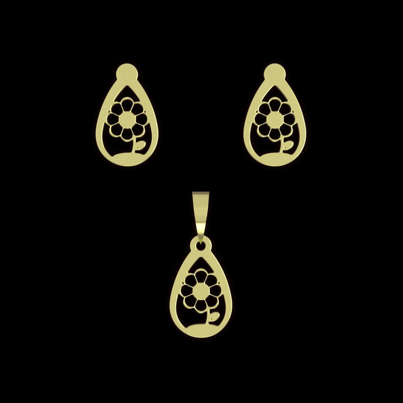 نیم ست طلا 18 عیار زنانه مدوپد مدل گل کد NA10986