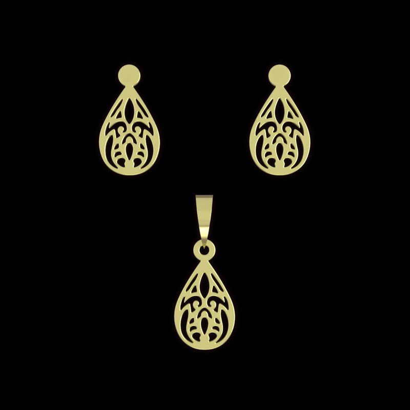 نیم ست طلا 18 عیار زنانه مدوپد مدل اشک کد NA11041