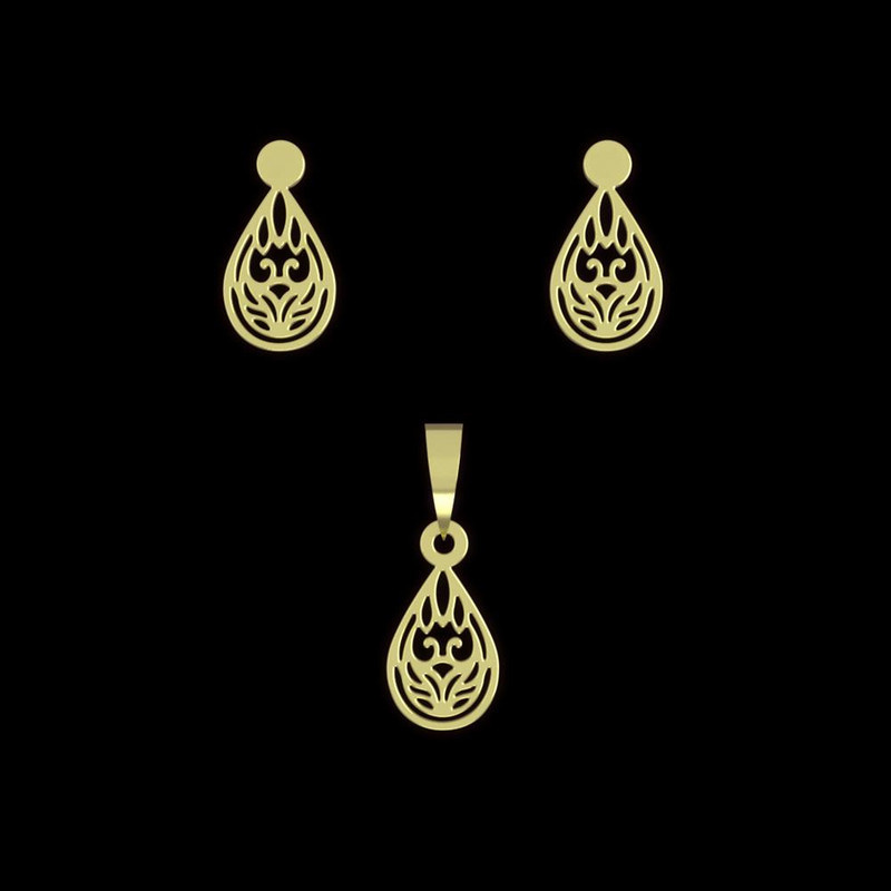 نیم ست طلا 18 عیار زنانه مدوپد مدل اشک کد NA11056