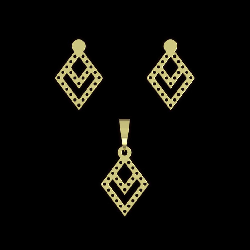 نیم ست طلا 18 عیار زنانه مدوپد مدل لوزی کد NA11060