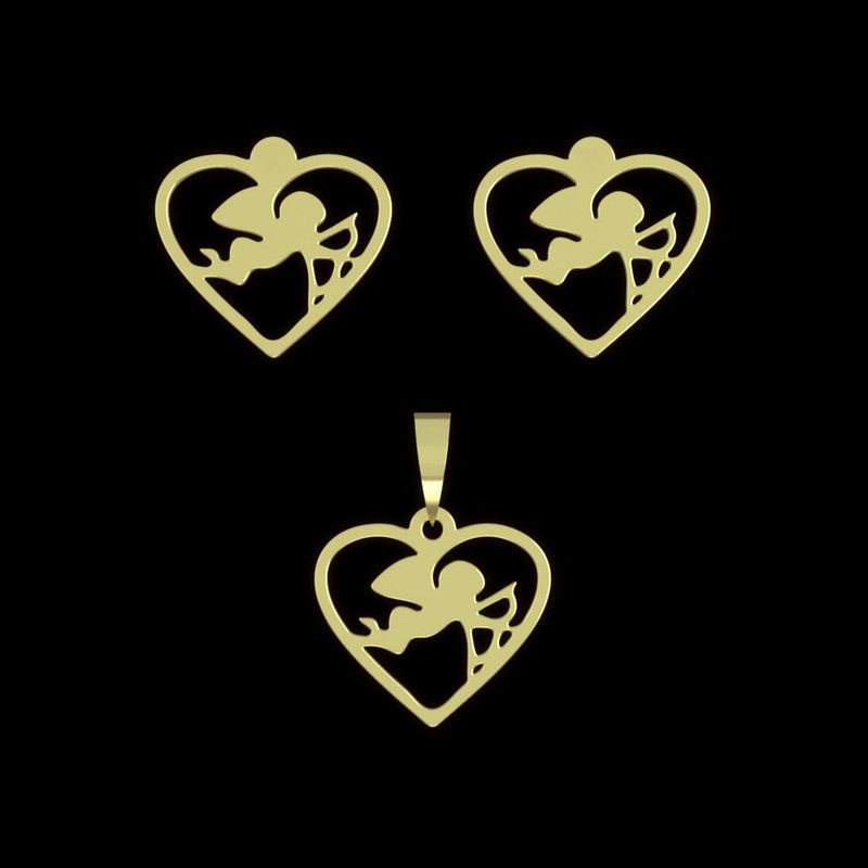 نیم ست طلا 18 عیار زنانه مدوپد مدل قلب و فرشته کد NA11063