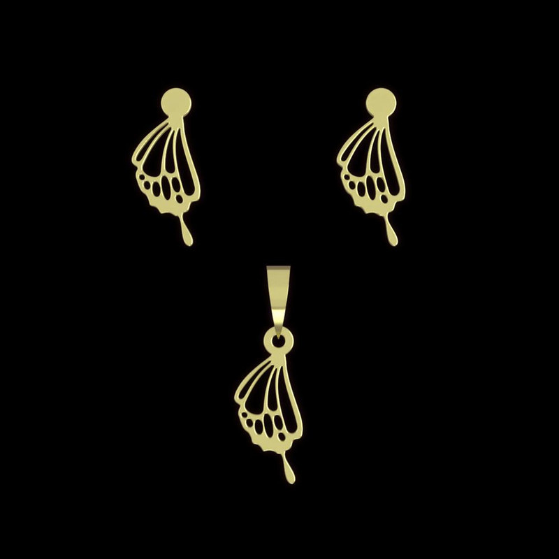 نیم ست طلا 18 عیار زنانه مدوپد مدل بال پروانه کد NA11076