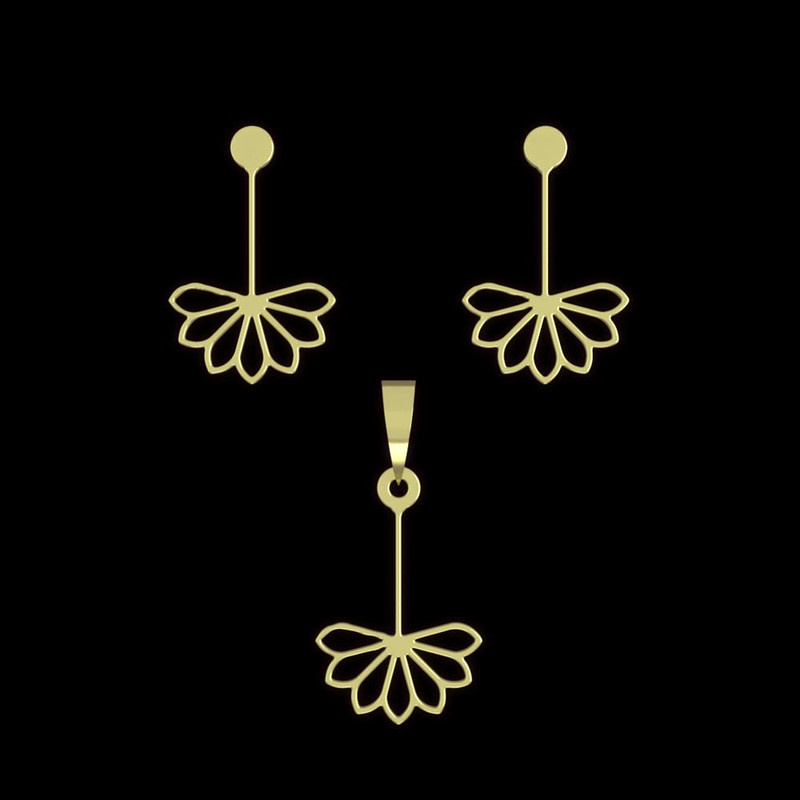 نیم ست طلا 18 عیار زنانه مدوپد مدل گل کد NA11093