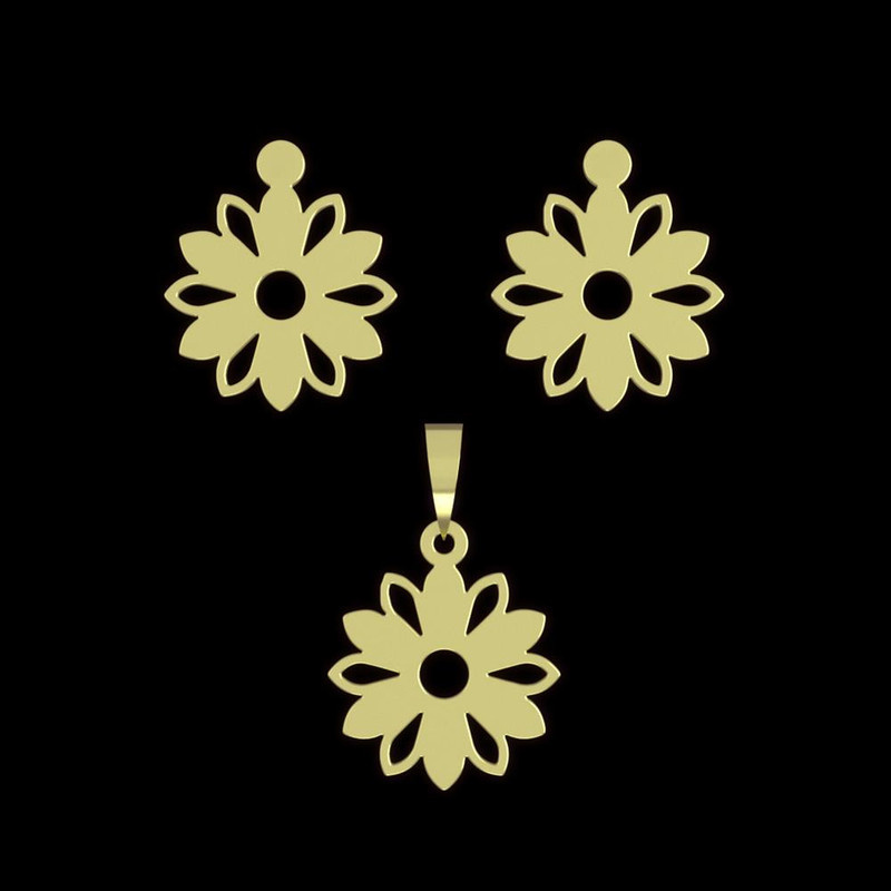 نیم ست طلا 18 عیار زنانه مدوپد مدل گل کد NA11096