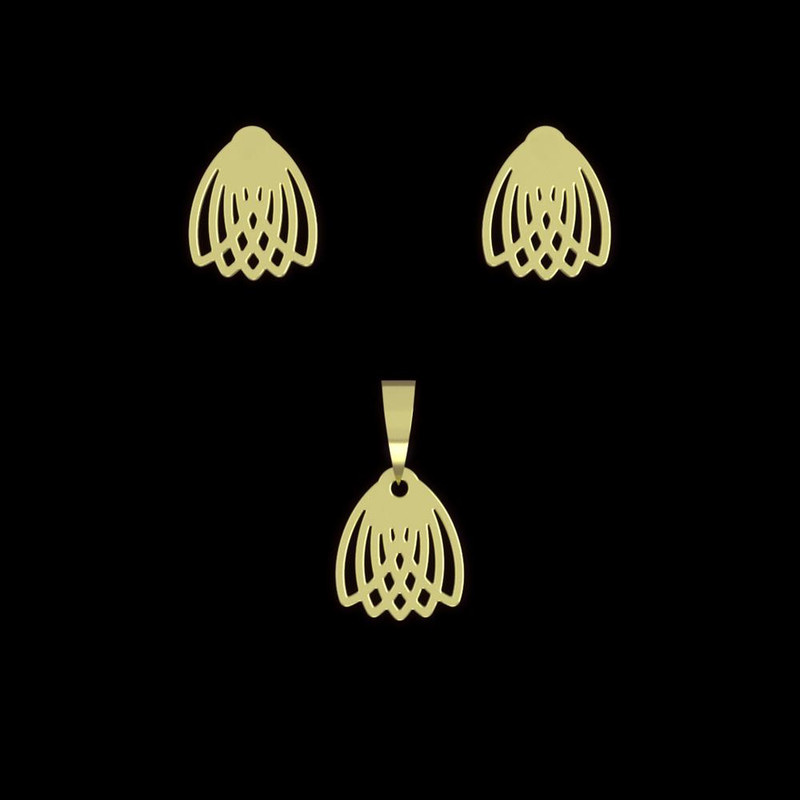 نیم ست طلا 18 عیار زنانه مدوپد مدل هندسی کد NA11140