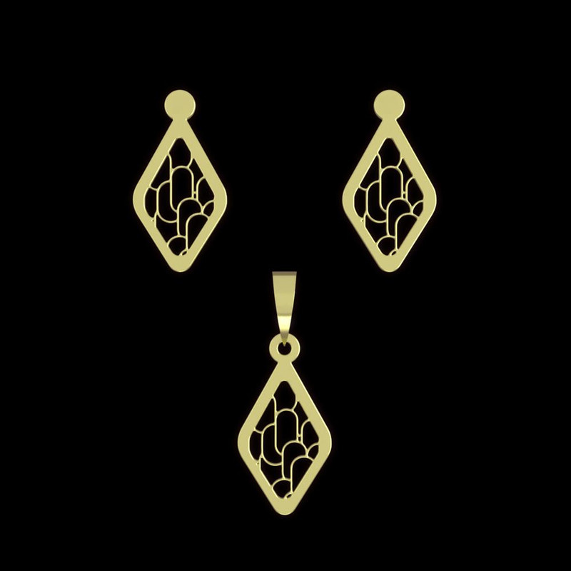 نیم ست طلا 18 عیار زنانه مدوپد مدل لوزی کد NA11273