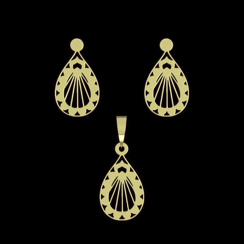 نیم ست طلا 18 عیار زنانه مدوپد مدل اشک کد NA11357