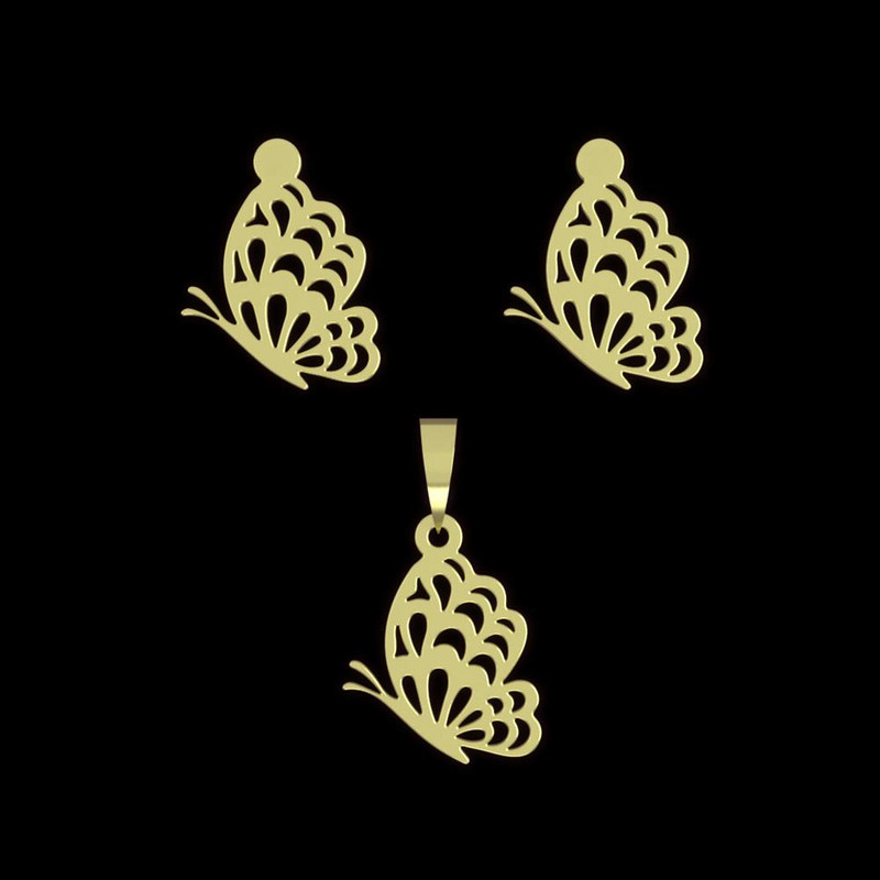 نیم ست طلا 18 عیار زنانه مدوپد مدل پروانه کد NA11417