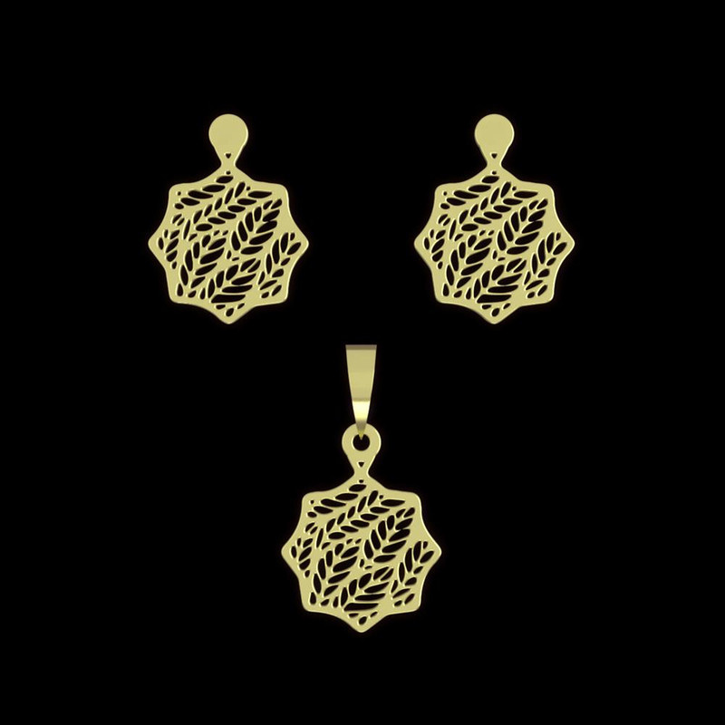 نیم ست طلا 18 عیار زنانه مدوپد مدل هندسی کد NA11419