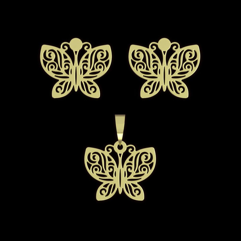 نیم ست طلا 18 عیار زنانه مدوپد مدل پروانه کد NA11420