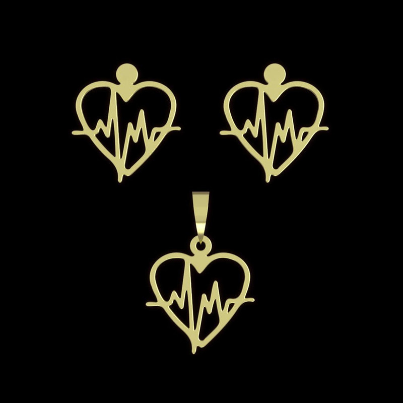 نیم ست طلا 18 عیار زنانه مدوپد مدل قلب و نبض کد NA11433