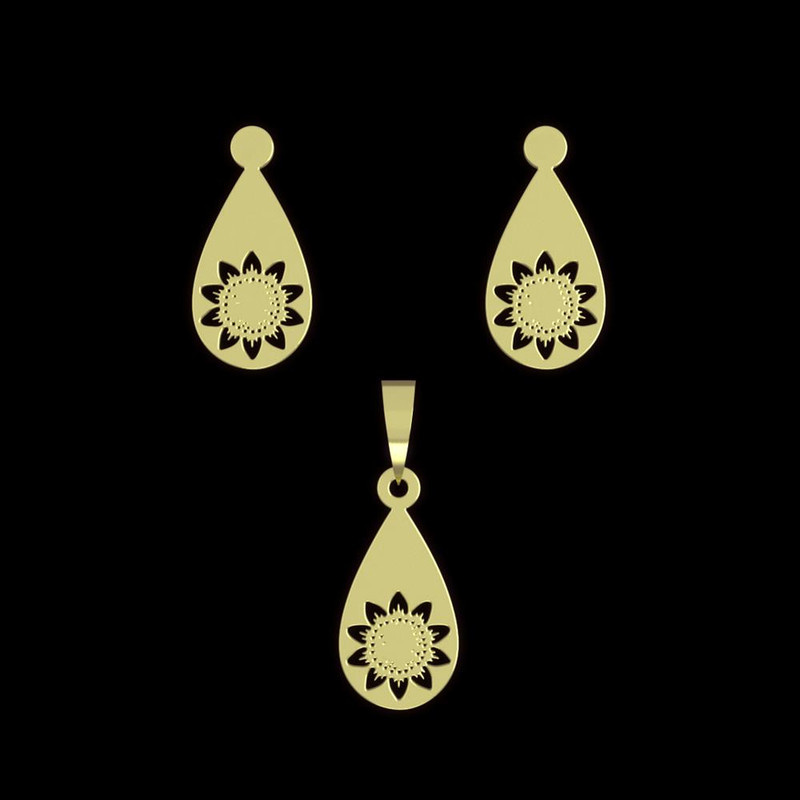 نیم ست طلا 18 عیار زنانه مدوپد مدل گل کد NA11437