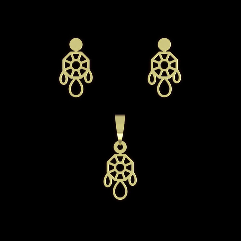 نیم ست طلا 18 عیار زنانه مدوپد مدل هندسی کد NA11501