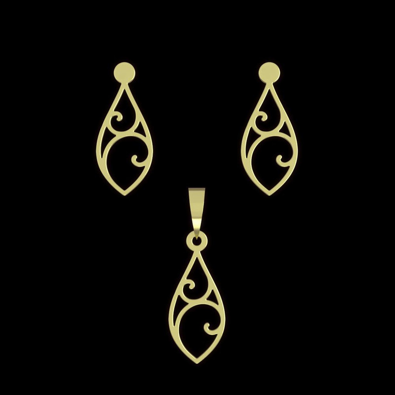 نیم ست طلا 18 عیار زنانه مدوپد مدل هندسی کد NA11509