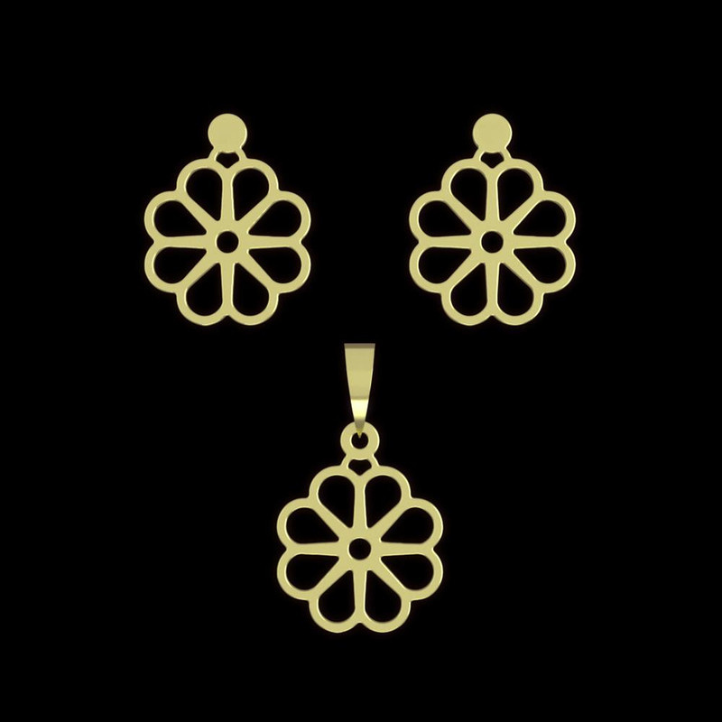 نیم ست طلا 18 عیار زنانه مدوپد مدل گل کد NA11605