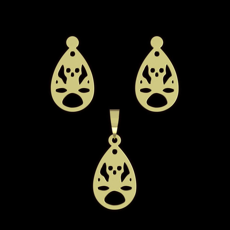 نیم ست طلا 18 عیار زنانه مدوپد مدل هندسی کد NA11607