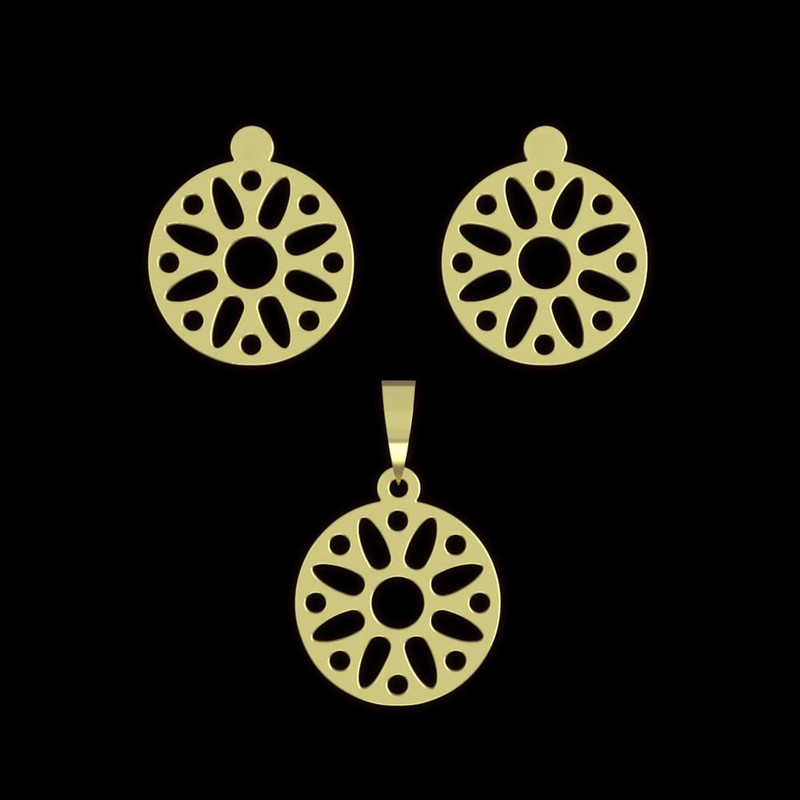 نیم ست طلا 18 عیار زنانه مدوپد مدل هندسی کد NA11623