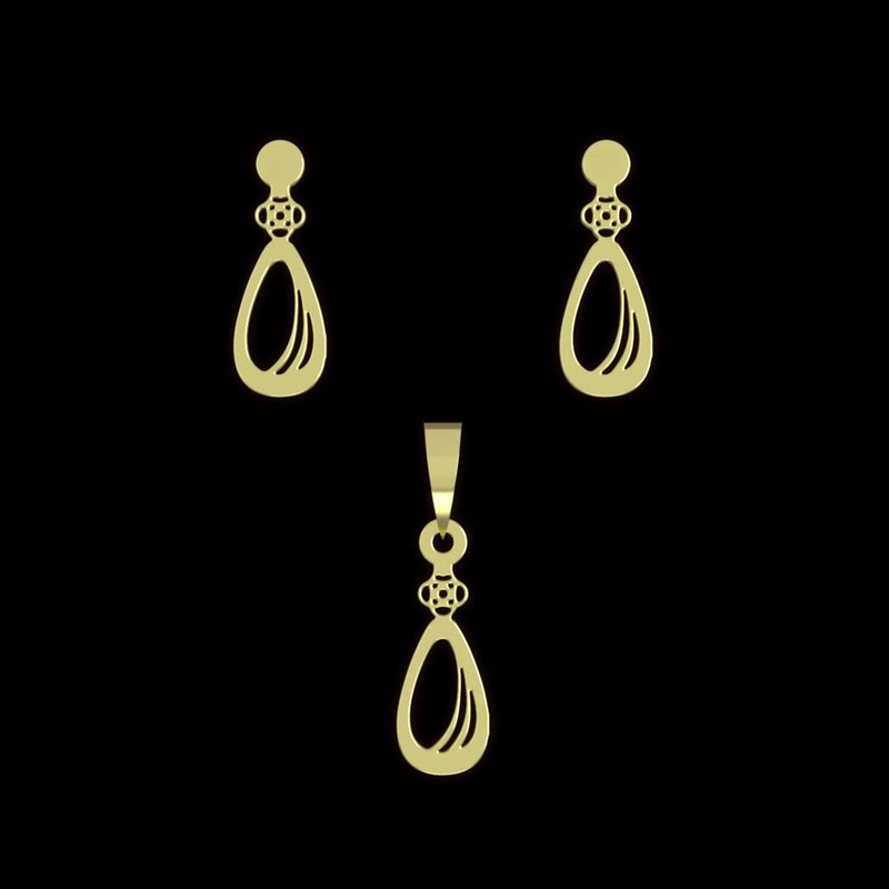 نیم ست طلا 18 عیار زنانه مدوپد مدل هندسی کد NA11755