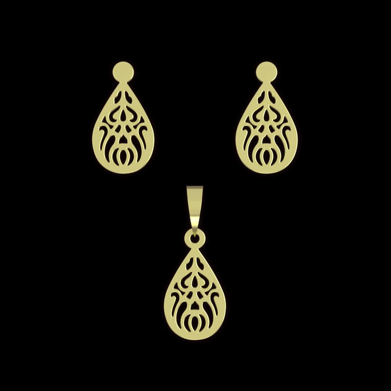 نیم ست طلا 18 عیار زنانه مدوپد مدل هندسی کد NA11765