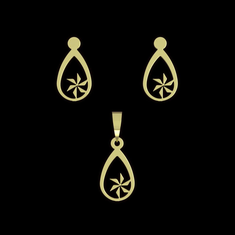 نیم ست طلا 18 عیار زنانه مدوپد مدل هندسی کد NA11766