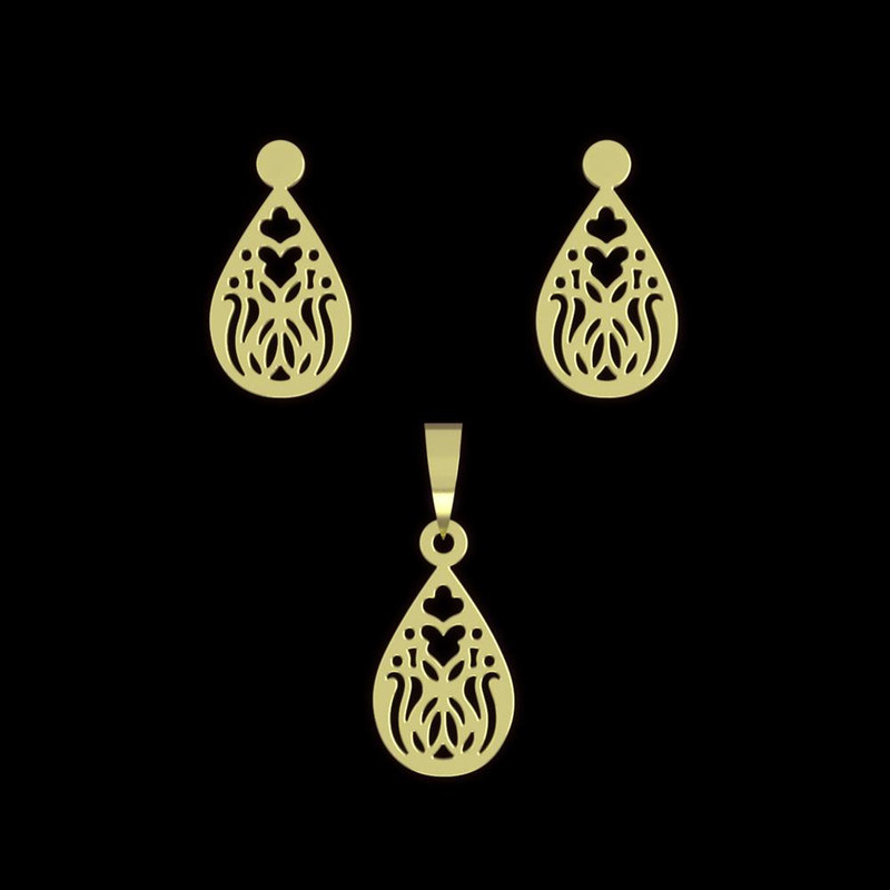 نیم ست طلا 18 عیار زنانه مدوپد مدل هندسی کد NA11767