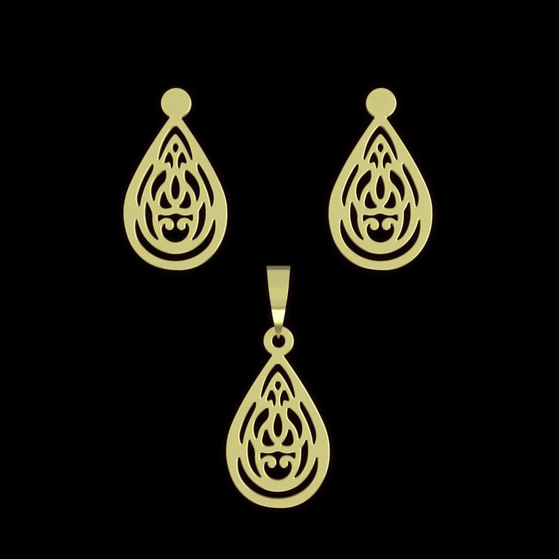 نیم ست طلا 18 عیار زنانه مدوپد مدل هندسی کد NA11769