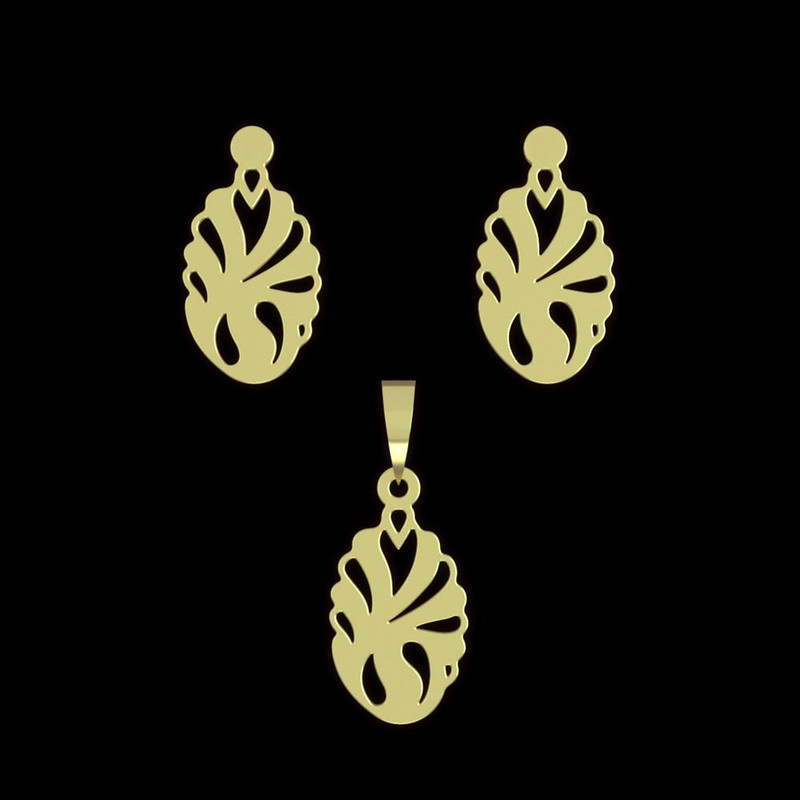 نیم ست طلا 18 عیار زنانه مدوپد مدل هندسی کد NA11773