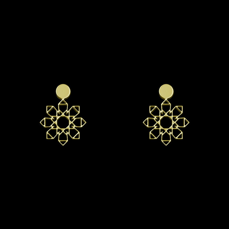 گوشواره طلا 18 عیار زنانه مدوپد مدل اسلیمی کد GA1-10003