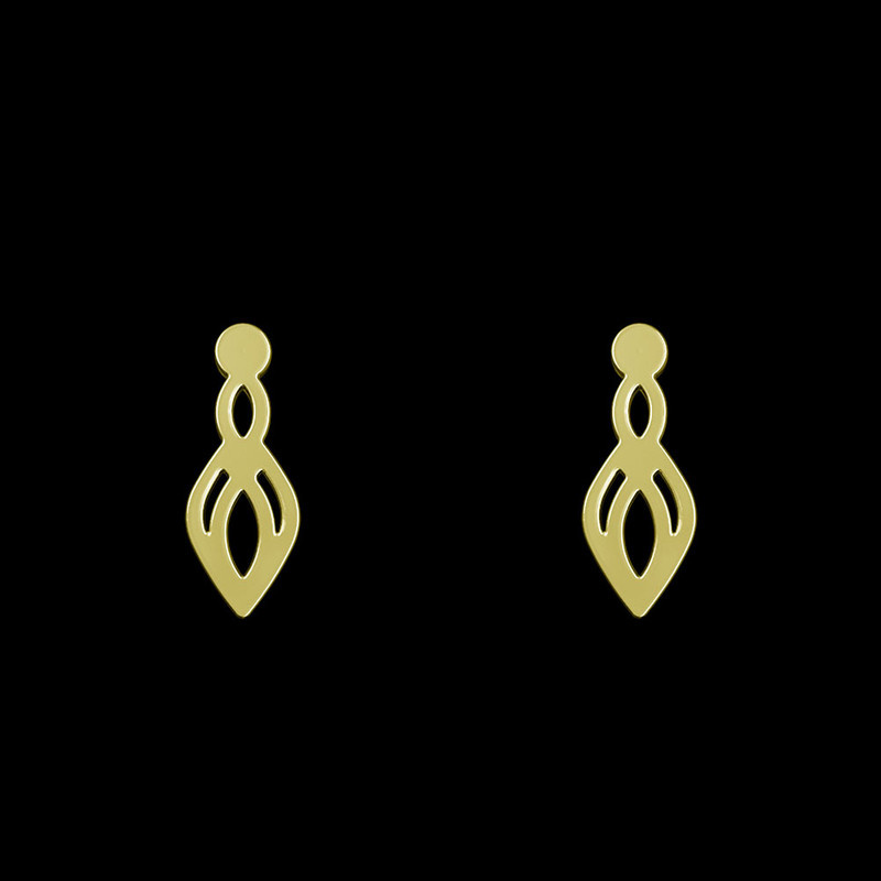 گوشواره طلا 18 عیار زنانه مدوپد مدل هندسی کد GA1-10119