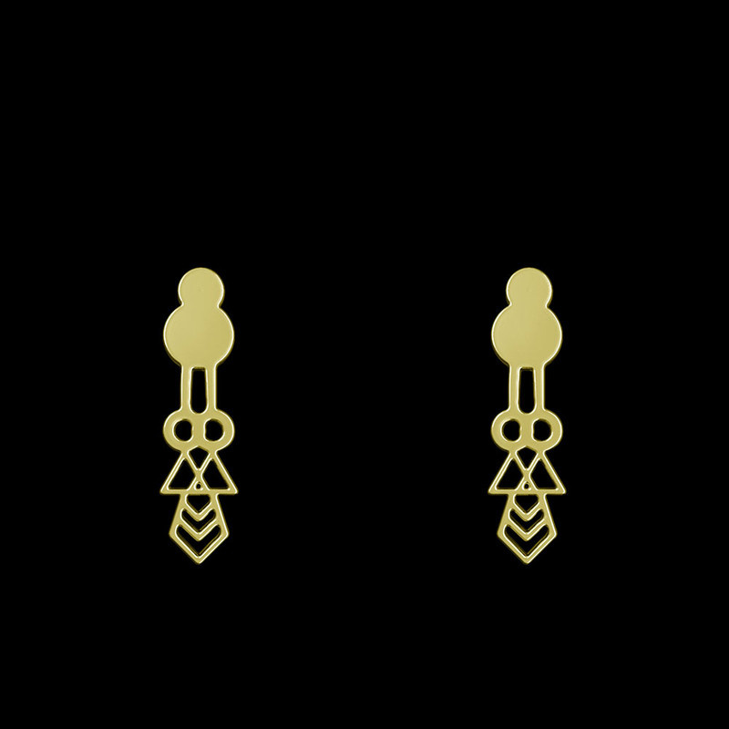 گوشواره طلا 18 عیار زنانه مدوپد مدل هندسی کد GA1-10237