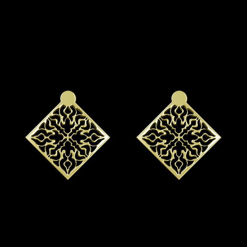 گوشواره طلا 18 عیار زنانه مدوپد مدل اسلیمی کد GA1-10362