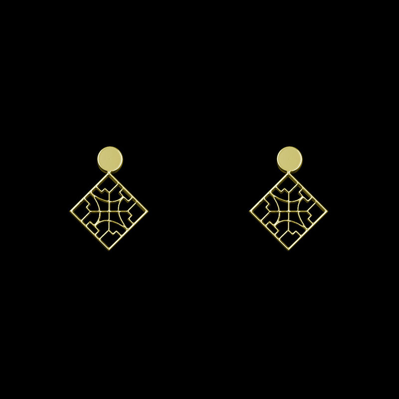 گوشواره طلا 18 عیار زنانه مدوپد مدل مربع کد GA1-10445