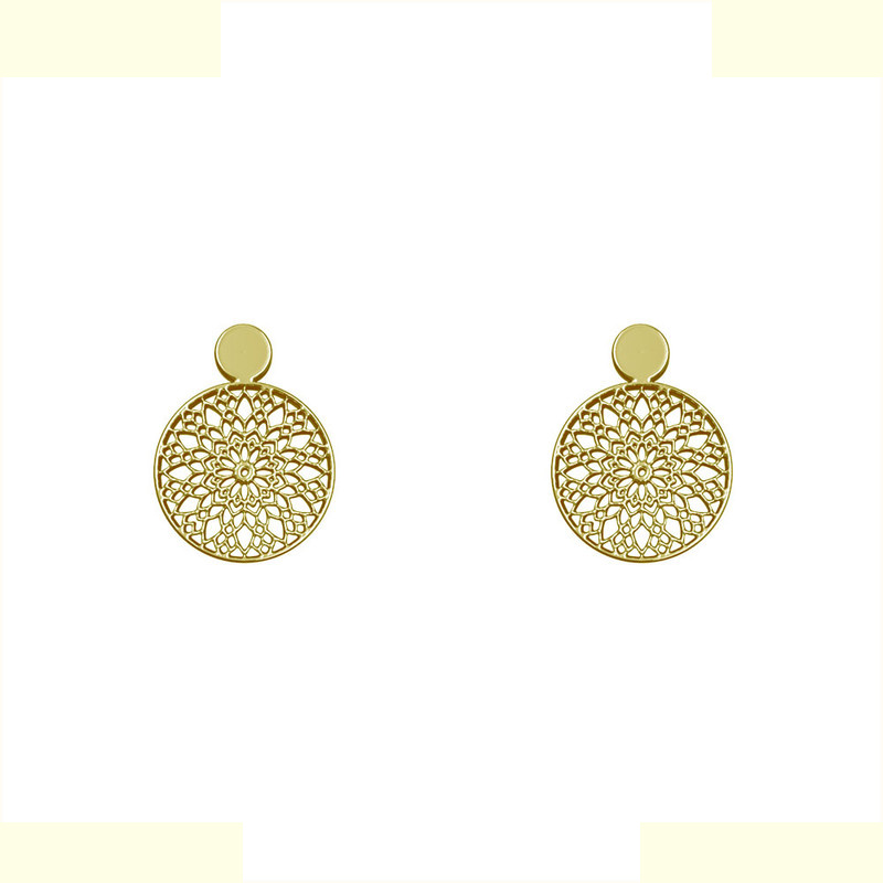 گوشواره طلا 18 عیار زنانه مدوپد مدل دایره اسلیمی کد GA1-10481