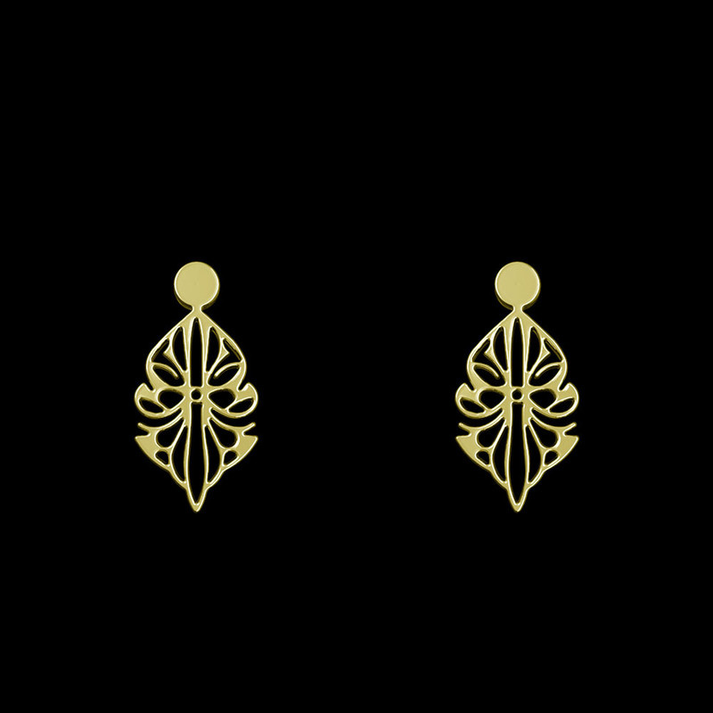 گوشواره طلا 18 عیار زنانه مدوپد مدل هندسی کد GA1-10595