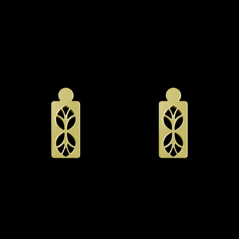 گوشواره طلا 18 عیار زنانه مدوپد مدل مستطیل کد GA1-10863