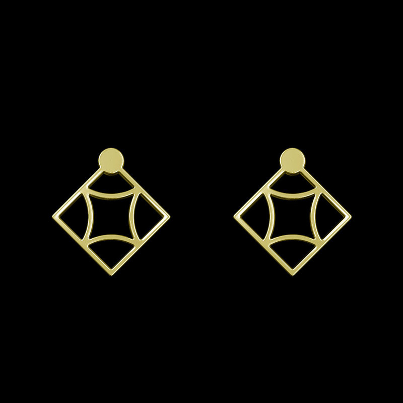 گوشواره طلا 18 عیار زنانه مدوپد مدل لوزی کد GA1-10984