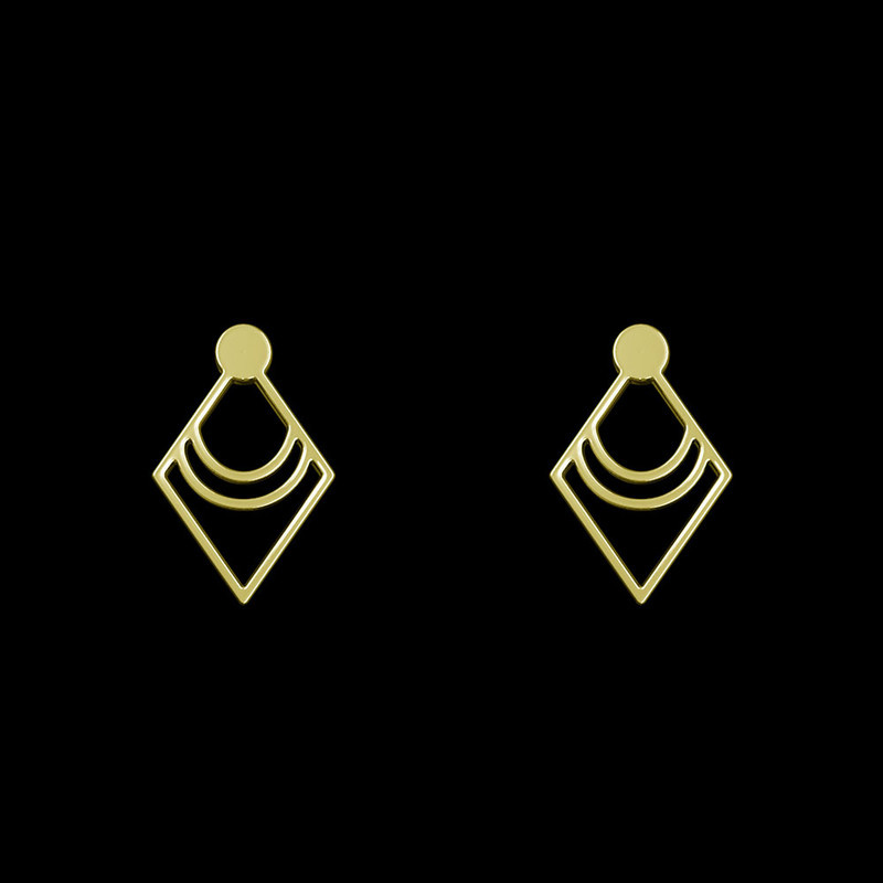 گوشواره طلا 18 عیار زنانه مدوپد مدل لوزی کد GA1-11015