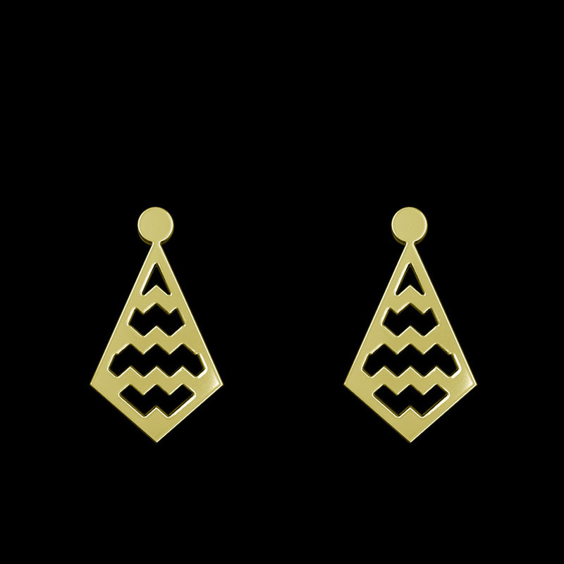 گوشواره طلا 18 عیار زنانه مدوپد مدل لوزی کد GA1-11298