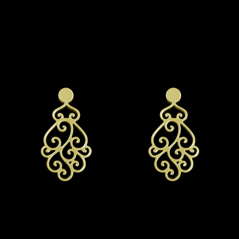 گوشواره طلا 18 عیار زنانه مدوپد مدل اسلیمی کد GA1-11345