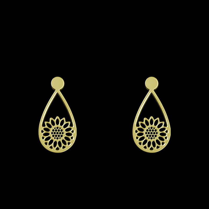 گوشواره طلا 18 عیار زنانه مدوپد مدل گل کد GA1-11475