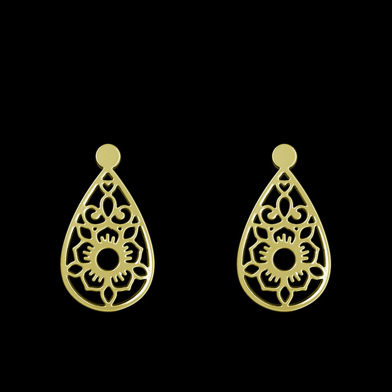 گوشواره طلا 18 عیار زنانه مدوپد مدل گل کد GA1-11524